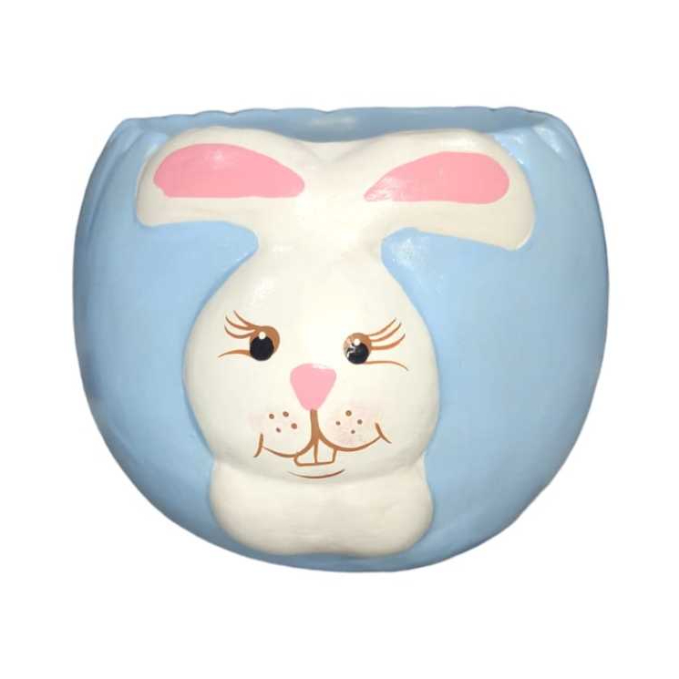 Pote Coelho Suculenta Páscoa coelhinho De Enfeite Ceramica Azul
