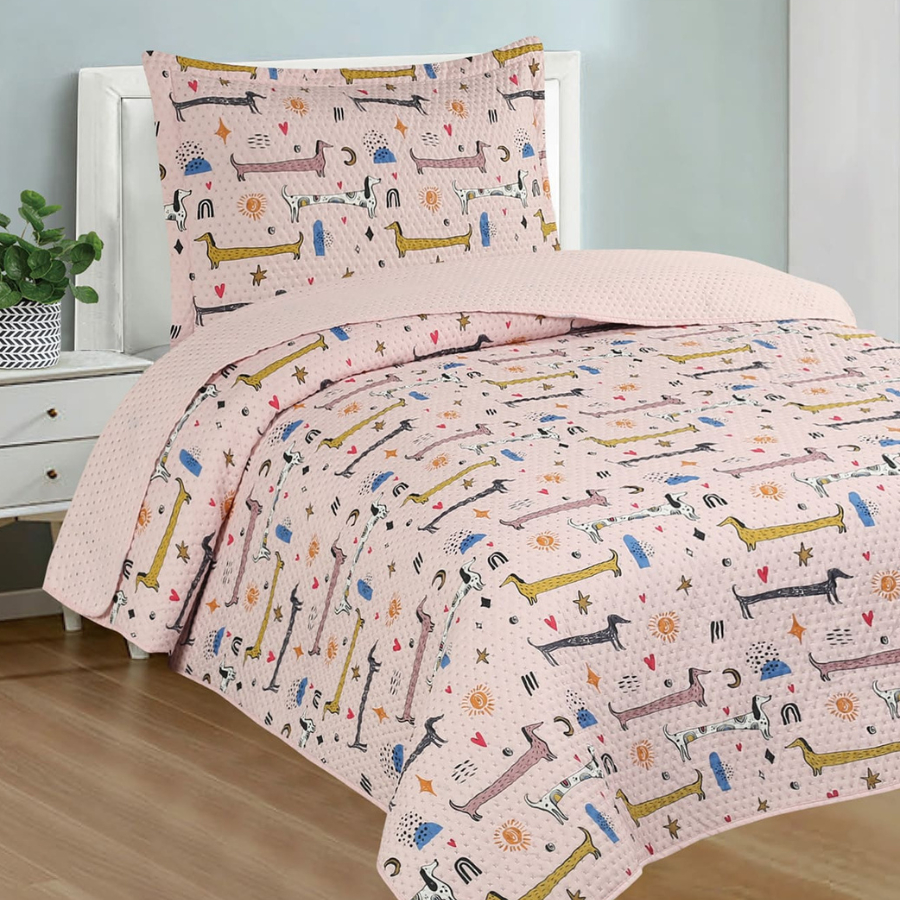 Colcha Cobre Leito Infantil Solteiro 2 Peças Estampas Femininas Dupla Face