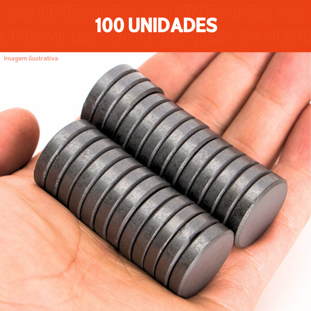 Imã Redondo Preto c/ 100un - Neodímio - Vários Tamanhos - Entrega Rápida
