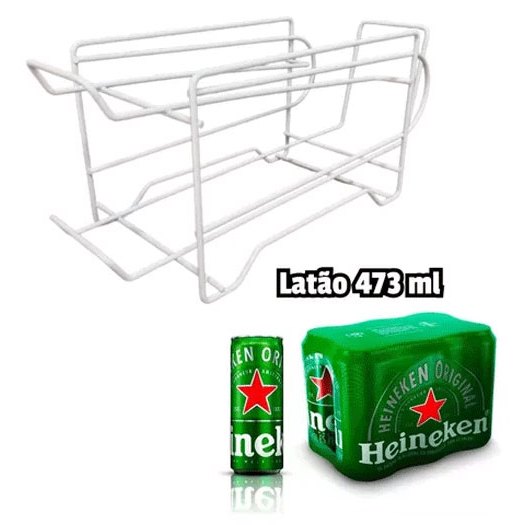 Suporte Organizador Latas Geladeira 10 Latinhas Suporte Porta Latão Cerveja Refrigerante  Cor Branco