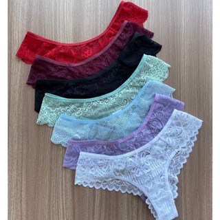 Kit 3 Calcinhas Rendada Fio Dental Sexy Lingerie Feminina Moda Intima Leve em Oferta na Shopee