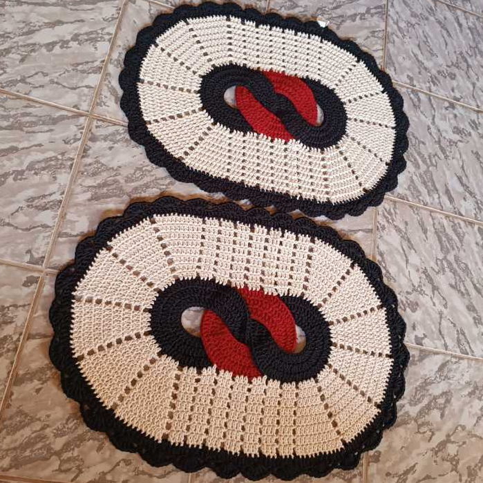 Tapete em Crochê Artesanal Modelo Par Elo