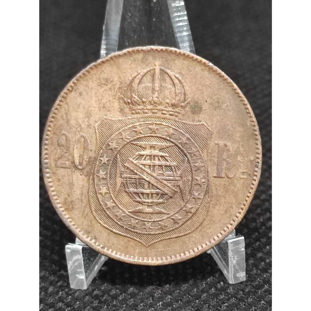Moeda 20 Réis ano 1869 bronze do império
