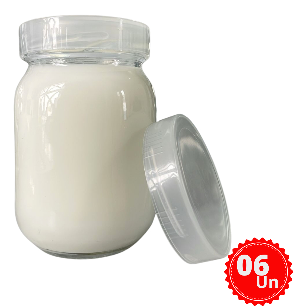 Kit 6 Potes de Vidro Para Armazenar Leite Materno Tampas Plasticas BPA Free