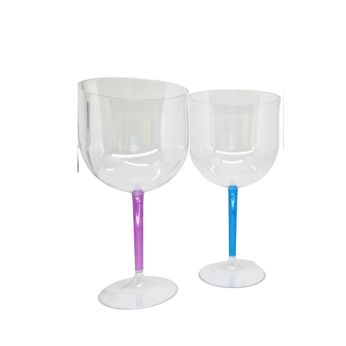 Kit 100 Taças Gin acrílica colorida 550ml com haste colorida