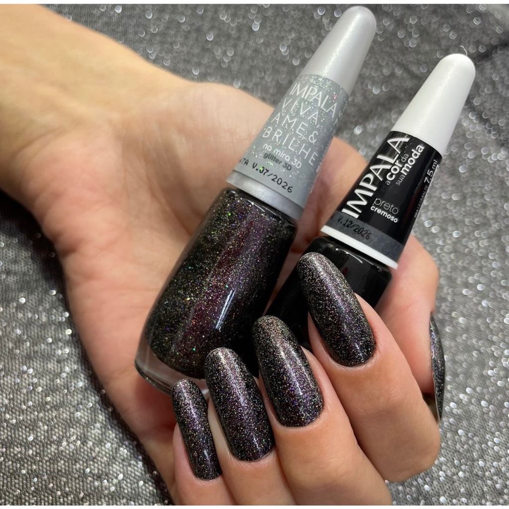 Kit 2 Esmalte Impala Preto e Na Mira 3D Combinação de Manicure em Oferta na Shopee