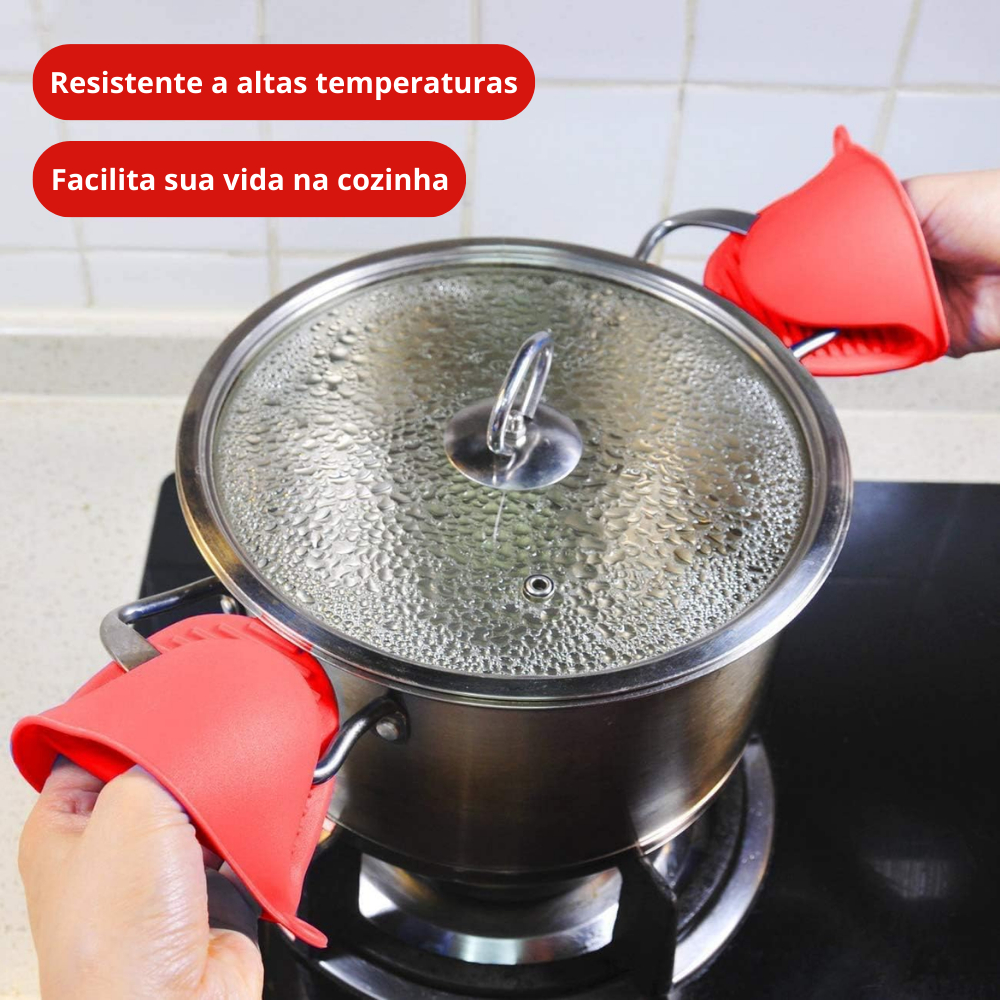 02 Pegador de Panela Luva Proteção Silicone Térmica Pegar Panelas Cozinha Forno