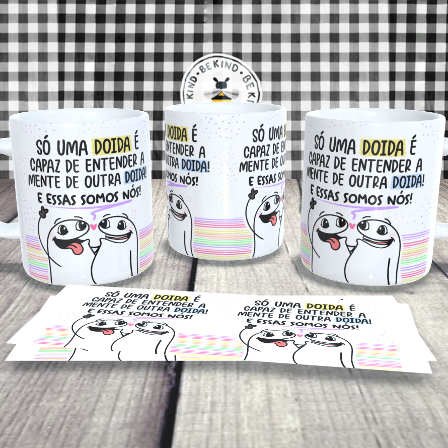 Caneca Personalizada Flork Amigas Várias Estampas e Frases Divertidas | be kind.