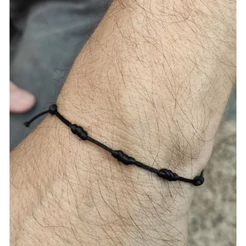 Pulseira 7 Nós PRETA kabbalah regulável Adulto/infantil - Amuleto de Proteção Atrai Força e Poder
