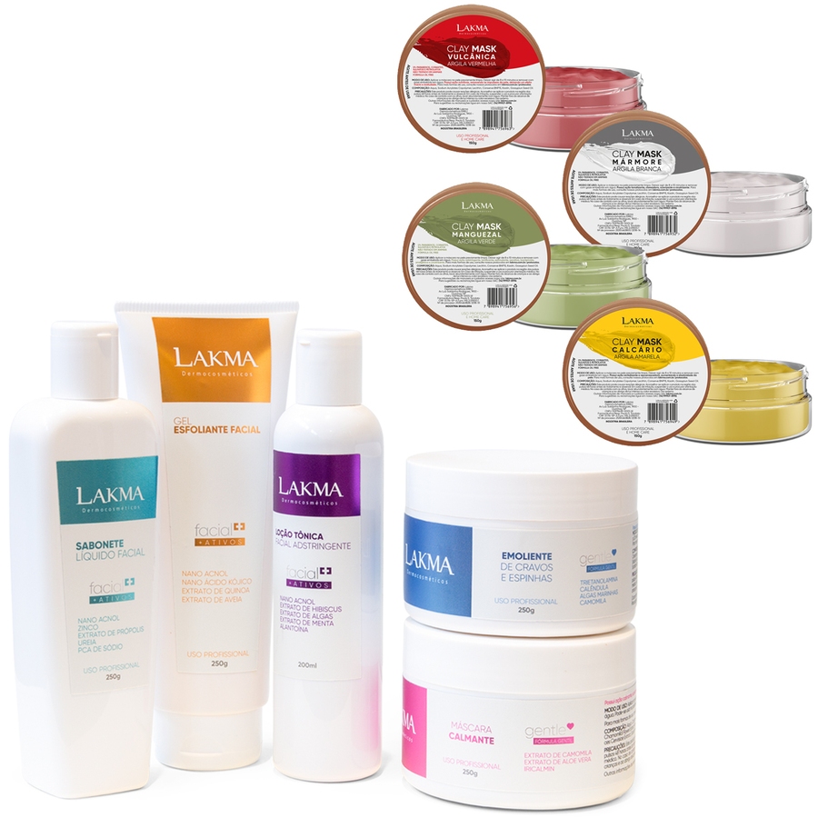 Kit Lakma: Limpeza De Pele Profunda 5 Itens + Máscaras de Argila Terras do Brasil 4 Itens em Oferta na Shopee