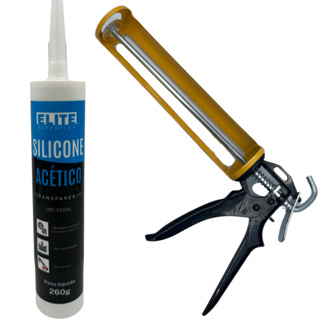 Kit 1 Silicone Transparente Acético Uso Geral e Aplicador Silicone Profissional em Oferta na Shopee