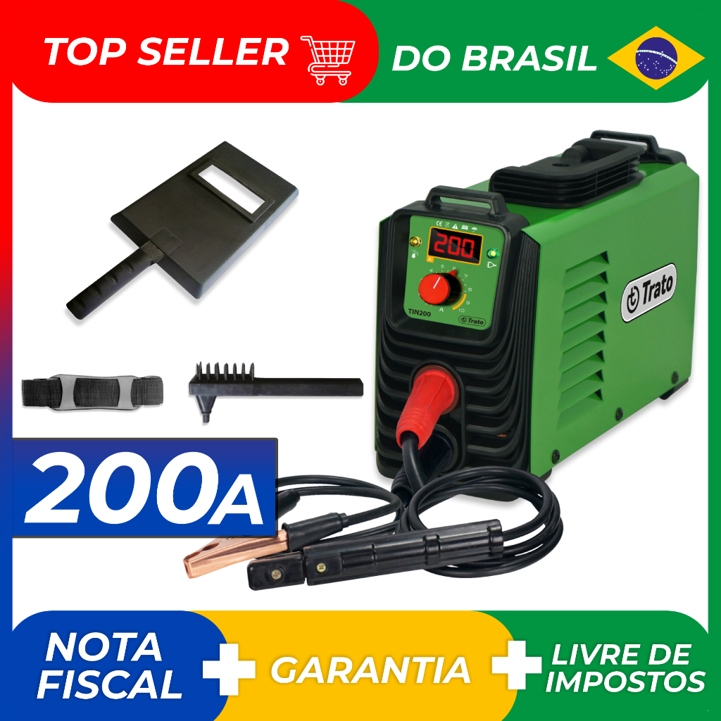 Máquina Solda Inversora 200a Mma Tig Lift Tin200 Trato 220v