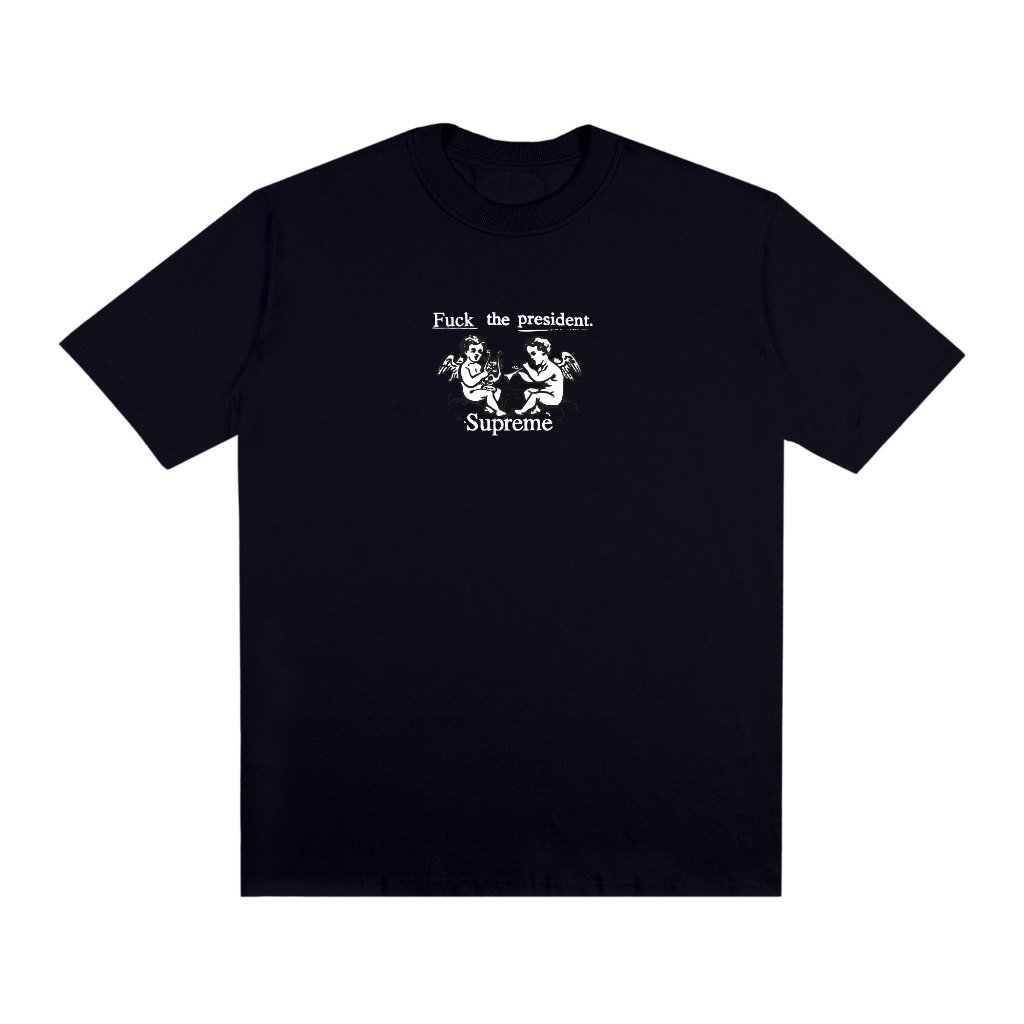 Camiseta Basic Streetwear Estampada Supre Fvck The President Fio 30.1 Manga Curta Unissex 100% Algodão em Oferta na Shopee
