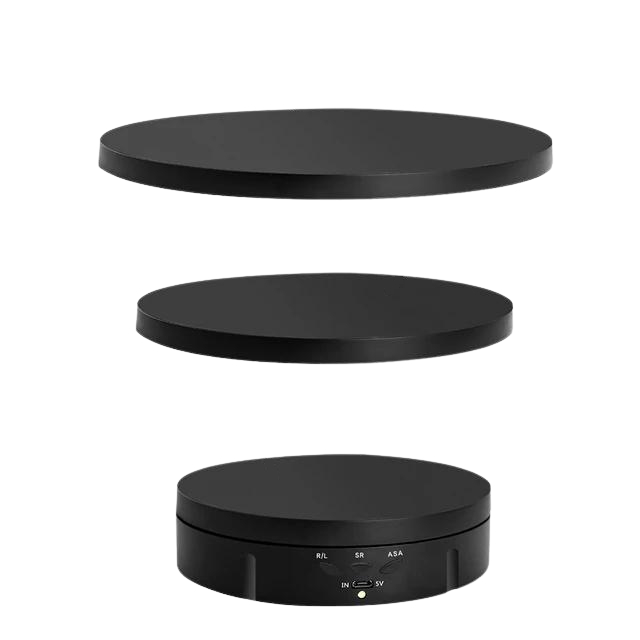 Suporte Expositor Giratorio Eletrico Foto Vitrine Com 3 Tamanhos Preto