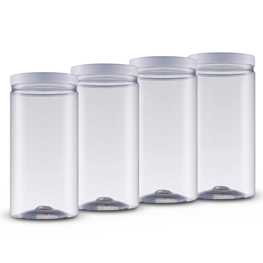 Kit 4 Potes 2000ml Reto Transparente Básicos Minimalista Tampa Branca de Rosca Cozinha Mantimento achadinhos da shoppe