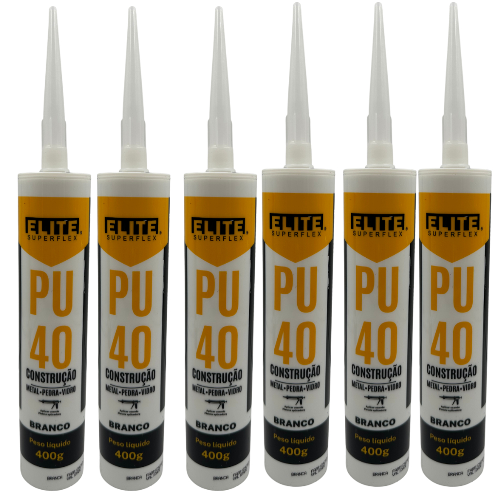 Selante PU 40 Poliuretano 400g Adesivo Construção Cor Branco 06 Unidades