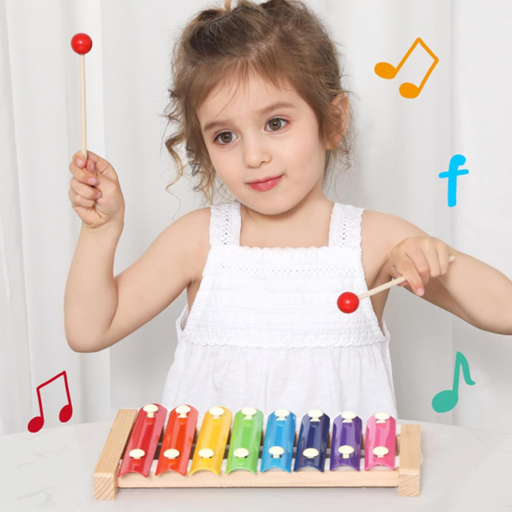 Xilofone Infantil Brinquedo Musical MDF Com Baquetas Didático · foto 2