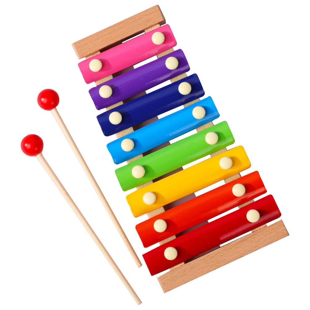 Xilofone Infantil Brinquedo Musical MDF Com Baquetas Didático em Oferta na Shopee