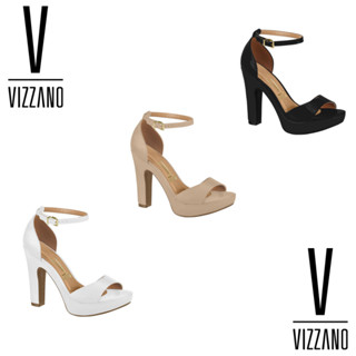 Sandália Vizzano Original Feminina Salto Alto Grosso 12cm C/Meia Pata Napa FRETE GRÁTIS Envio Imediato