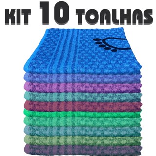 Kit 10 Toalha de Piso Atoalhado - Cores Sortidas - Tapete para Banheiro 42x65cm Toalhas Pezinho