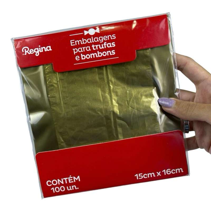 100 Embalagem Para Trufas OURO 15x16 REGINA (CHOCO)