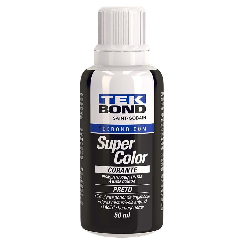 Corante Liquido Super Color 50ml Preto P/ Tinta Base D'água Tek Bond em Oferta na Shopee