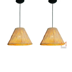 Kit com 2 Luminária Pendente Palha de Milho Cone 35X26