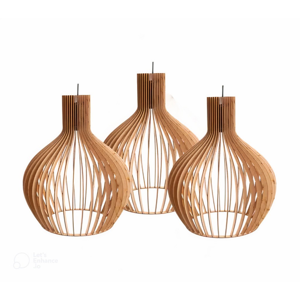 Kit 3 Pendente Luminaria De Madeira Varanda Sala De Jantar Cor Cru - 3gmc / Sf em Oferta na Shopee