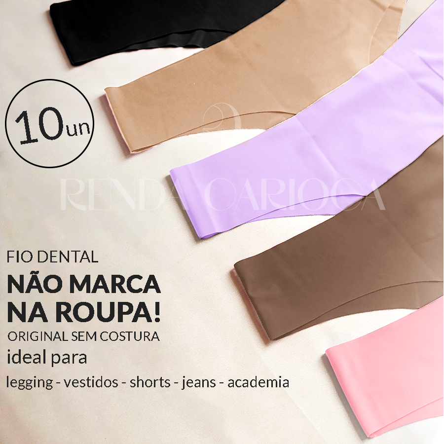 Kit 10 Calcinha Sem Costura Fio Dental Tanga Conforto Corte a Laser Não Marca