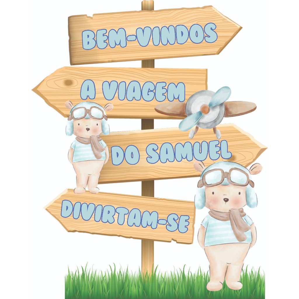 Display Ursinho aviador aquarela / Ursinho aviador placa setas em MDF em Oferta na Shopee