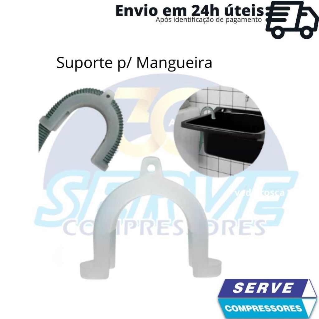 Suporte Curva Mangueira Maquina De Lavar, Louça, Tanque, Universal, Electrolux, Brastemp, Consul, LG, Samsung, Wanke