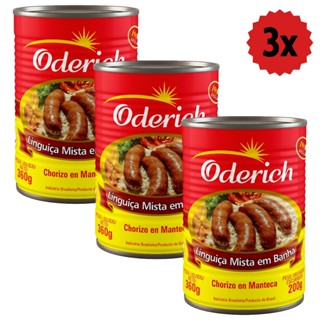 Kit 3 Linguiça Mista Em Banha Oderich 360g Lata