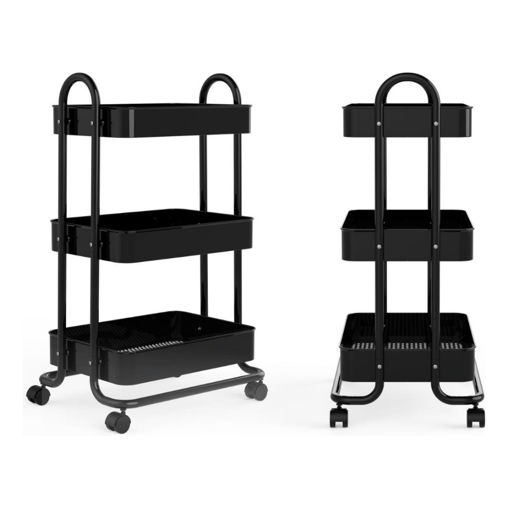 Carrinho Organizador Em Multiuso 3 Prateleiras Em Aço Berlim 80,5 Cm Jolitex em Oferta na Shopee