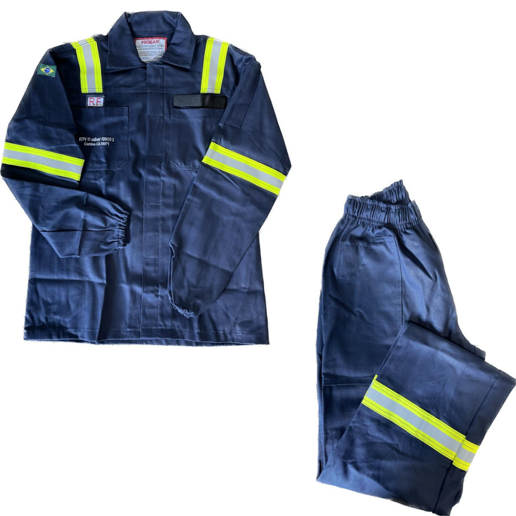 Conj. Roupas Eletricista - Fr Nr10 - Atpv 11 Cal/cm2 Azul Marinho