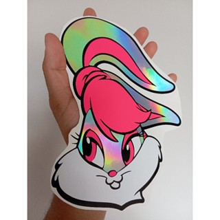 adesivo holográfico Coelho Lola rosa flour em Oferta na Shopee