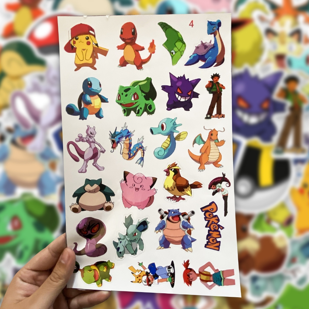 Mega Kit Cartela 40 Adesivos Para Caderno Notebook Variados Pikachu Bulbasaur Charmander Squirtle Ash Blastoise Dragonite Mewtwo Carro Moto Capacete Skate · foto 2