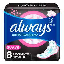 Absorvente Always Noites Tranquilas Com Abas Suave 8 Unidades