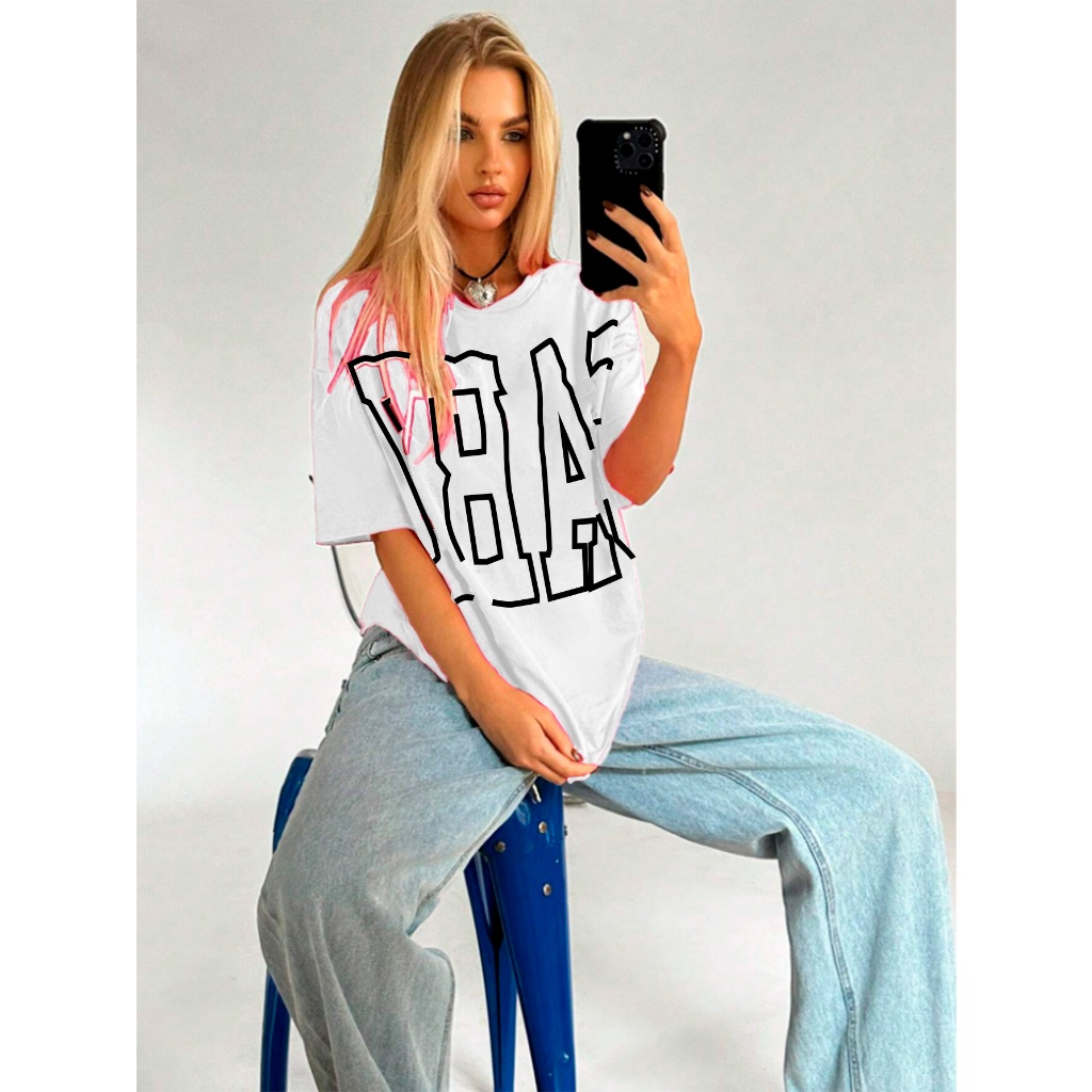 Camiseta Baby Unissex Cor Branco Blusa Oversized Básica Aesthetic Estampa Básica Tecido Confortável