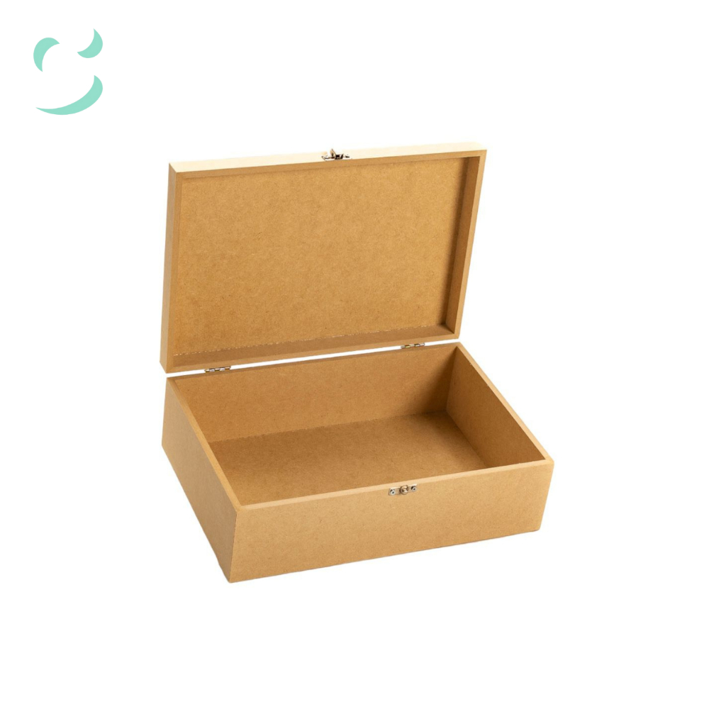 Caixa lisa em mdf cru com fecho e dobradiça 20x12x7 em Oferta na Shopee