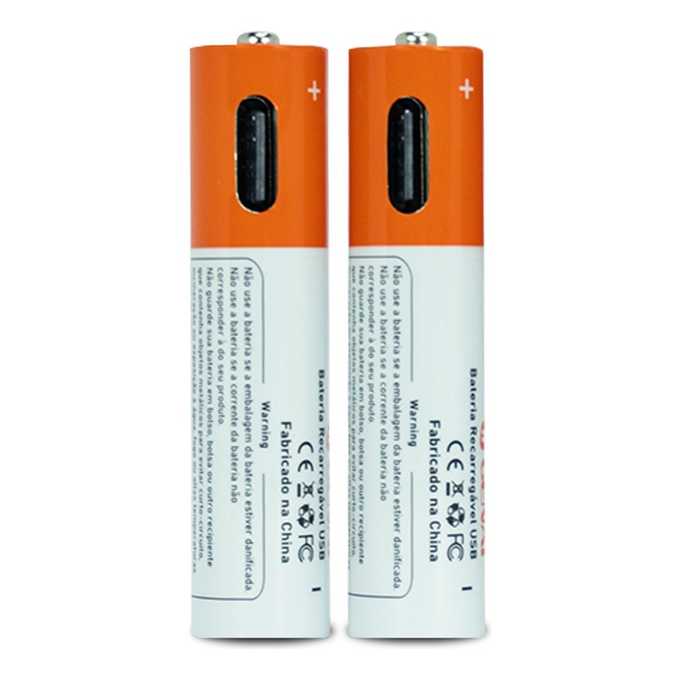 Kit 2 Pilhas AAA Recarregável 750mwh Genai Tipo C 1.5v 5v USB Type C — imagem 2 de 2
