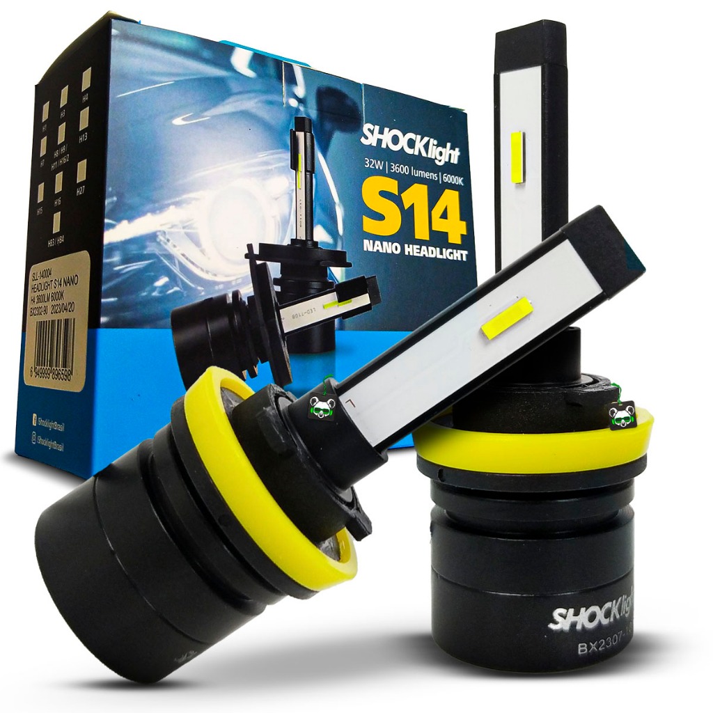 Lâmpada Shocklight Led Automotivo S14 Nano Headlight 3600 Lumens 6000k 32W Encaixe Modelo H8/H9/H11/H16-2 - Spare Parts and Accessories for Vehicles