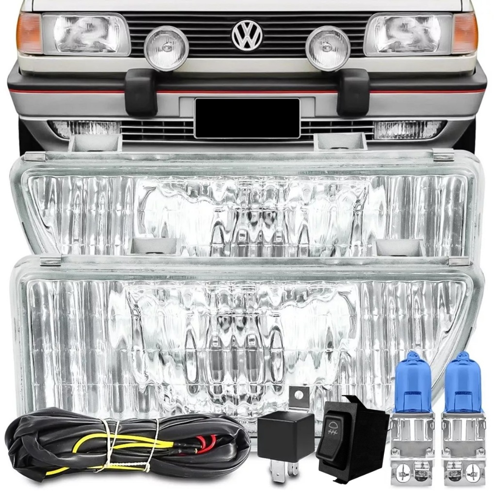 Kit Farol De Milha Volkswagem Gol Quadrado 87 Ate 94 C/ Lampada