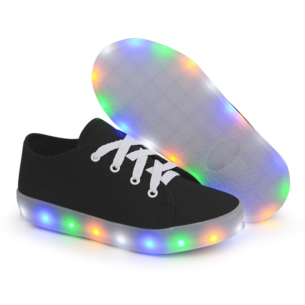 Tenis Led / Luzinha Sem Estampa Preto Masculino / Unissex Escolar em Oferta na Shopee