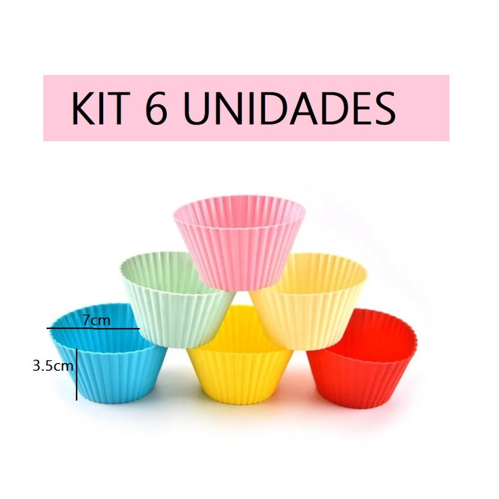 Forminhas Multicolorida 6 Unidades Forma Redonda 7x3.5x4.5cm Silicone Brigadeiro Tortinha Bolinhos Utensílios De Cozinha em Oferta na Shopee