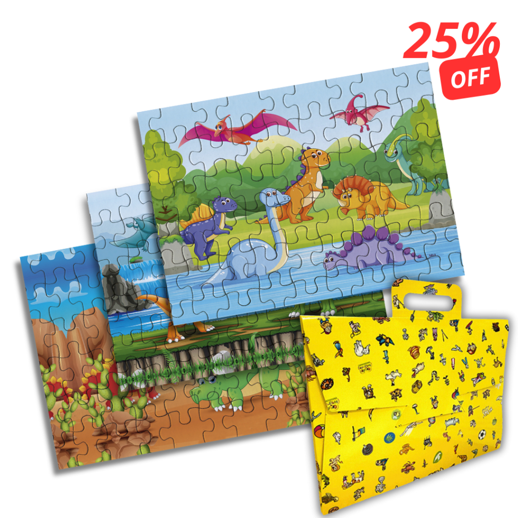 Kit 3 Quebra Cabeça - 60 Peças Cada - Dinossauros Vol 3 - Férias Divertida - Presente Educativo em Oferta na Shopee