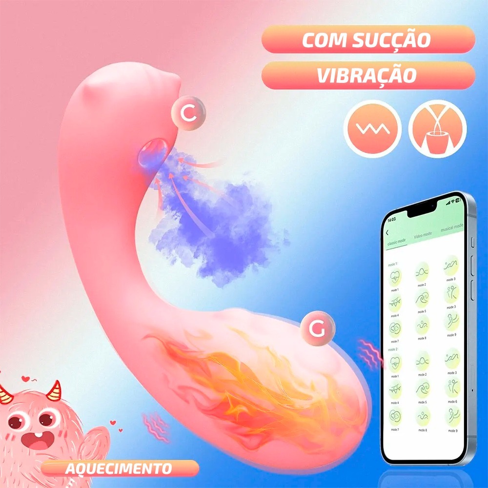 Vibrador Bluetooth Controle Celular Com Sugador de clitoris Material Silicone Super Marcio CS-15 em Oferta na Shopee