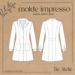 MOLDE EM PAPEL KRAFT DE JALECO FEMININO COM GOLA TRADICIONAL MODELAGEM EM PAPEL KRAFT PARA COSTURA em Oferta na Shopee