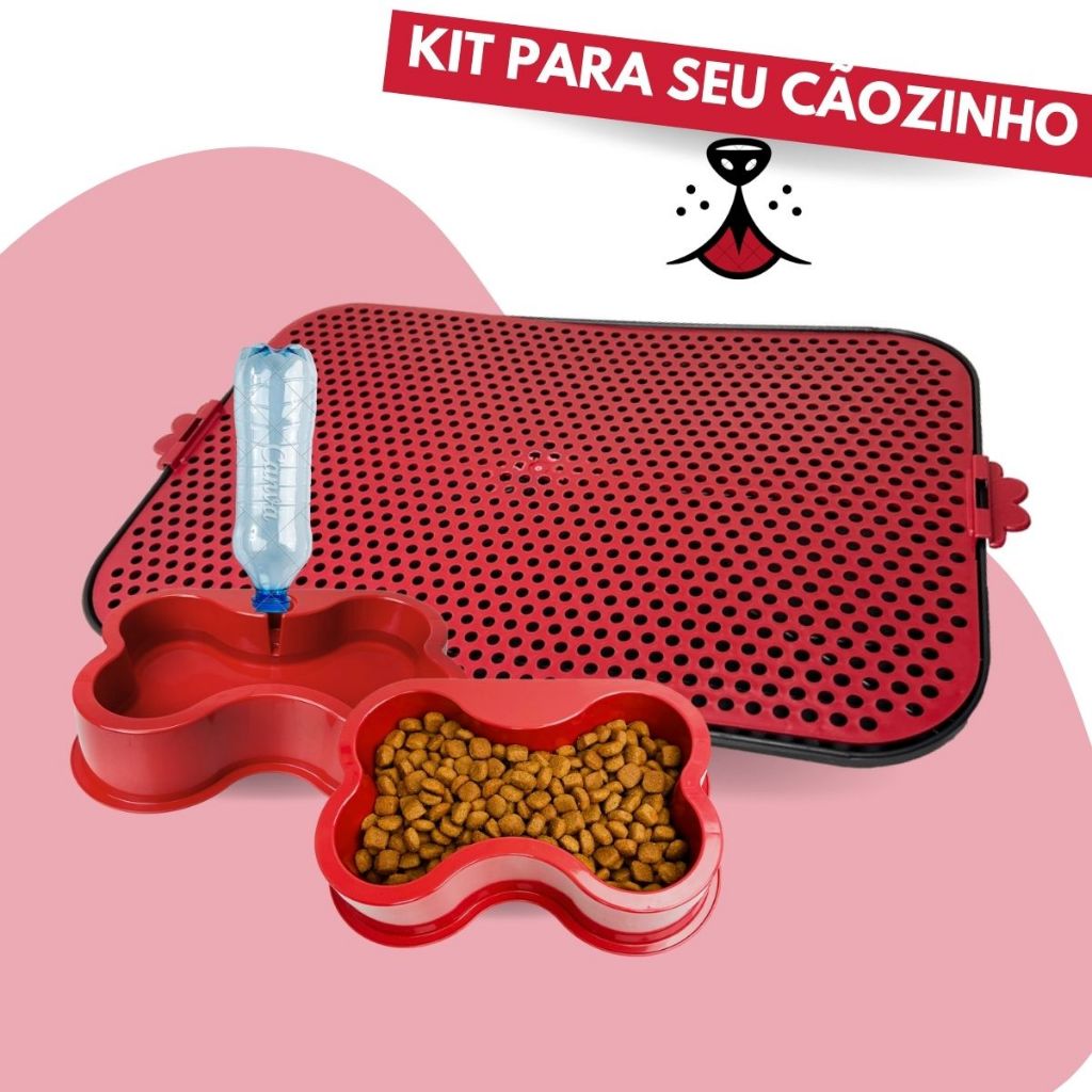 Tapete Higiênico Para Cachorro Reutilizável Comedouro e Bebedouro Pet
