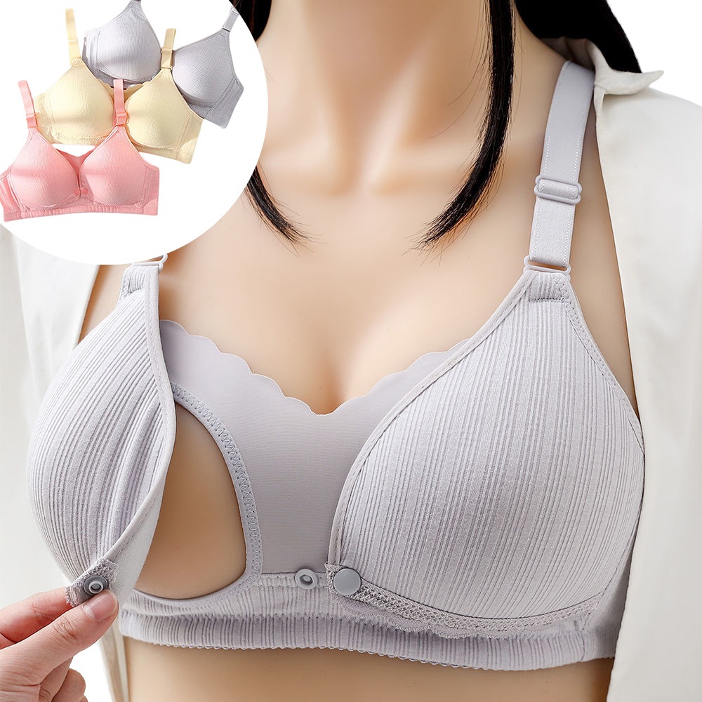 KIT C/ 3 Sutiã Amamentação Sutiã de Amamentação Reforçado em MICROFIBRA para Pós Parto Maternidade. （Cinza/Damasco/Rosa) em Oferta na Shopee
