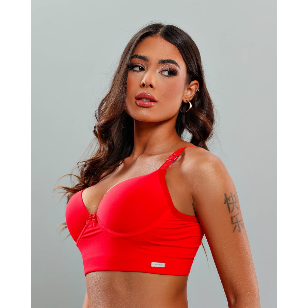 Sutiã Com Bojo Reforçado Liso Tres Fechos Poliamida em Oferta na Shopee